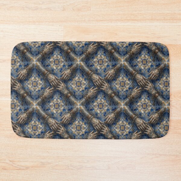 Item preview, Chained Hands Ornate Blue Gold Tile Seamless Pattern designed and sold by ZhivanCrimson.