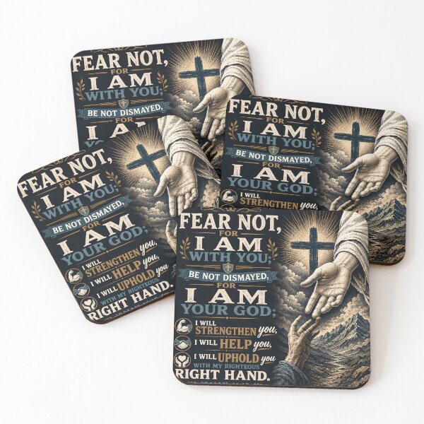 Item preview, Isaiah 41:10** — *"Fear not, for I am with you; be not dismayed, for I am your God; I will strengthen you, I will help you, I will uphold you with my righteous right hand."*   designed and sold by Obinne.