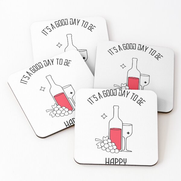 Item preview, Its A Good Day To Be Happy Wine Illustration designed and sold by AhinoraArtShop.