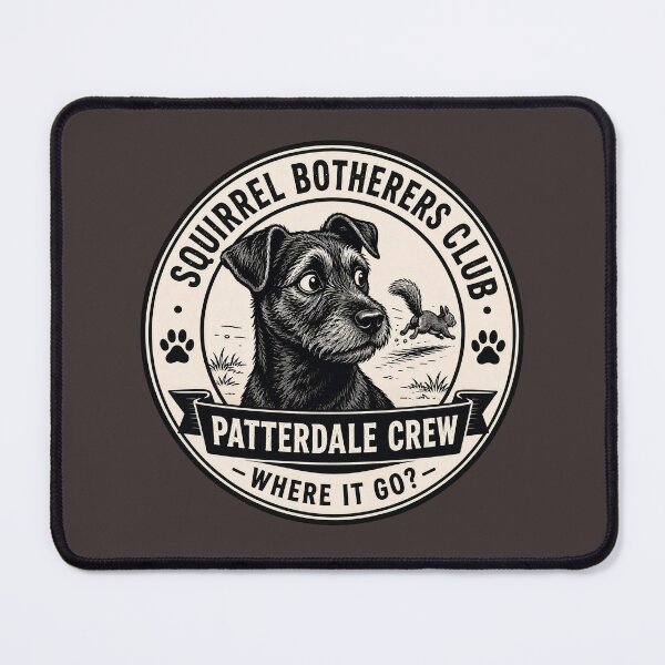 Item preview, Squirrel Botherers Club - Patterdale Crew - Where It Go?/Funny Patterdale Terrier Dog Badge Logo designed and sold by Halejo68.