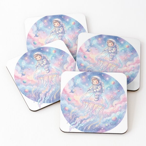 Item preview, Kawaii Astronaut Riding a Glowing Space Jellyfish | Pastel Galaxy Watercolor designed and sold by RoyArt0.