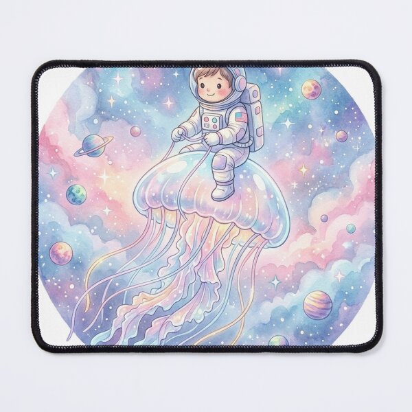 Item preview, Kawaii Astronaut Riding a Glowing Space Jellyfish | Pastel Galaxy Watercolor designed and sold by RoyArt0.