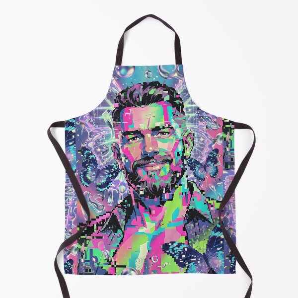 Item preview, Neon Glitch Bearded Man Cyber Portrait Art designed and sold by ZhivanCrimson.