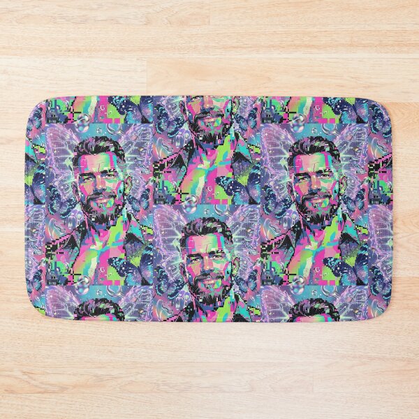 Item preview, Neon Glitch Bearded Man Cyber Portrait Art designed and sold by ZhivanCrimson.