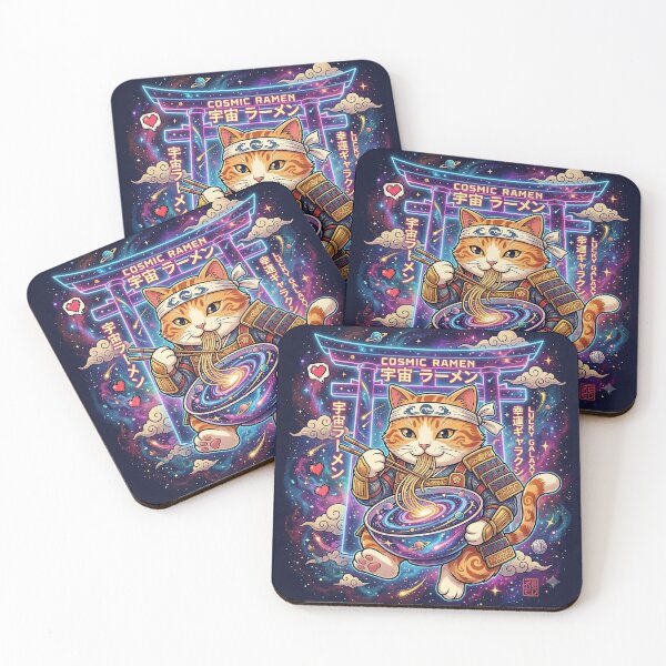 Item preview, Cosmic Neko Ramen: Space Samurai Cat & Galaxy Bowl designed and sold by StyleArtStudio.