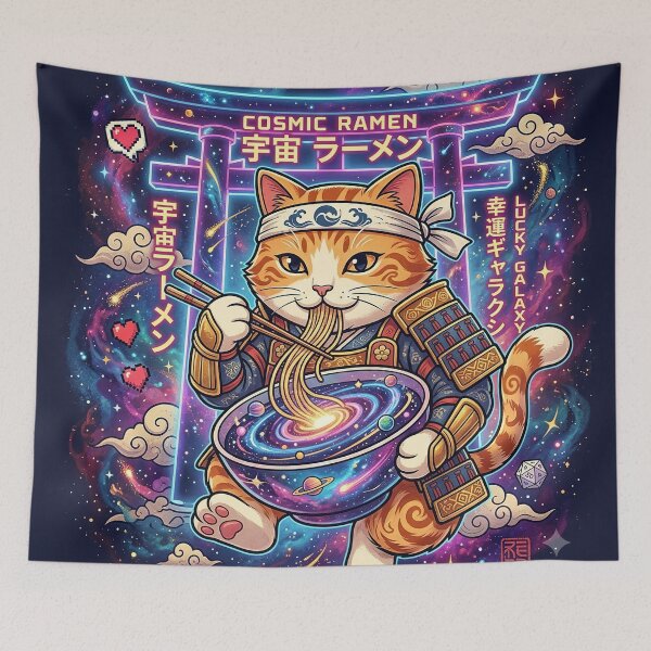 Item preview, Cosmic Neko Ramen: Space Samurai Cat & Galaxy Bowl designed and sold by StyleArtStudio.