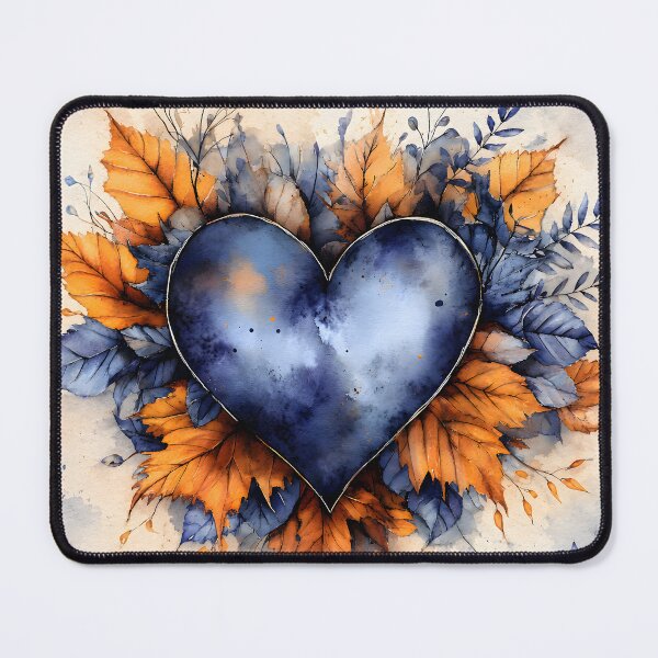 Item preview, Hearts 52 - Blue Heart Watercolor Autumn Leaves Art designed and sold by NikaNavi.