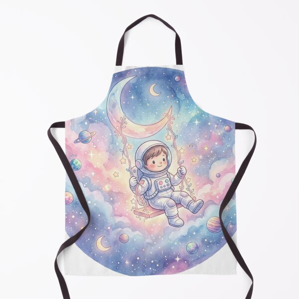 Item preview, Kawaii Astronaut Swinging on the Crescent Moon | Pastel Dreamy Galaxy Watercolor designed and sold by RoyArt0.
