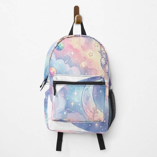 Item preview, Kawaii Astronaut Swinging on the Crescent Moon | Pastel Dreamy Galaxy Watercolor designed and sold by RoyArt0.
