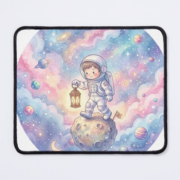 Item preview, Kawaii Astronaut Explorer with Lantern | Pastel Galaxy Watercolor Space Art designed and sold by RoyArt0.