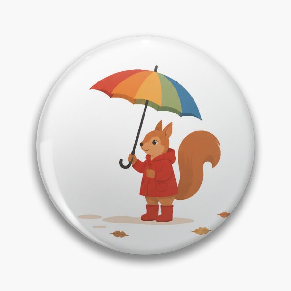 Item preview, Cute Squirrel in Raincoat with Rainbow Umbrella designed and sold by Inka Moon Design.