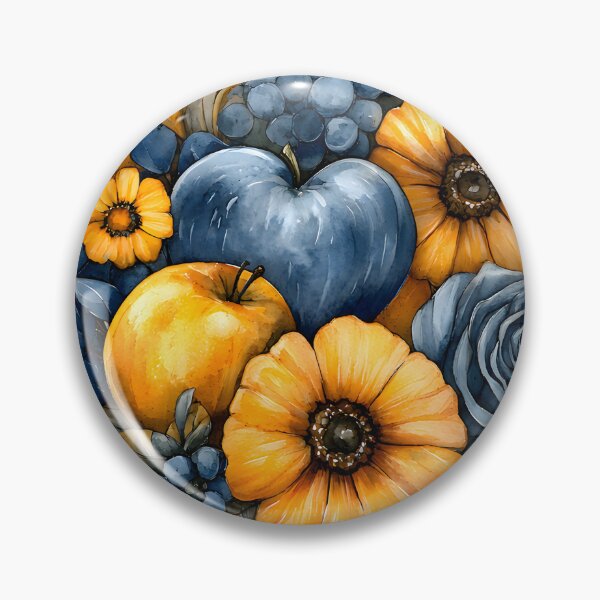 Item preview, Hearts 46 - Blue and Yellow Floral Fruit Heart Art designed and sold by NikaNavi.