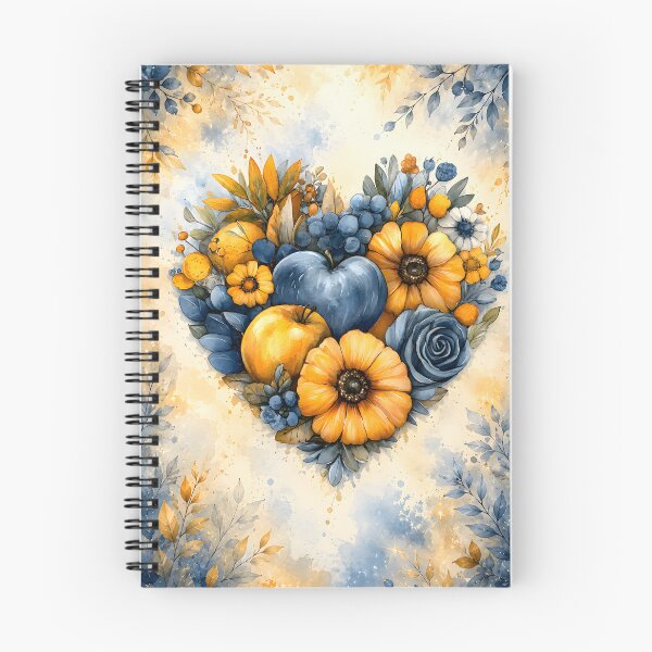 Item preview, Hearts 46 - Blue and Yellow Floral Fruit Heart Art designed and sold by NikaNavi.