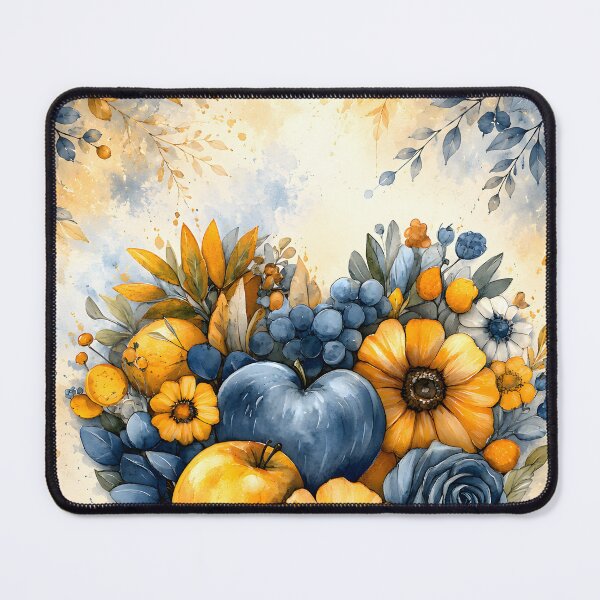 Item preview, Hearts 46 - Blue and Yellow Floral Fruit Heart Art designed and sold by NikaNavi.
