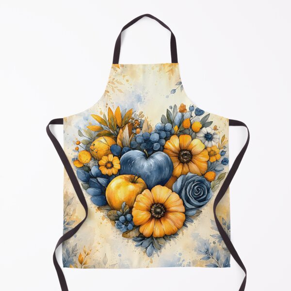Item preview, Hearts 46 - Blue and Yellow Floral Fruit Heart Art designed and sold by NikaNavi.