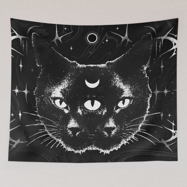 Item preview, Gothic Black Cat Twin with Third Eye Tattoo Style designed and sold by HexRelic.