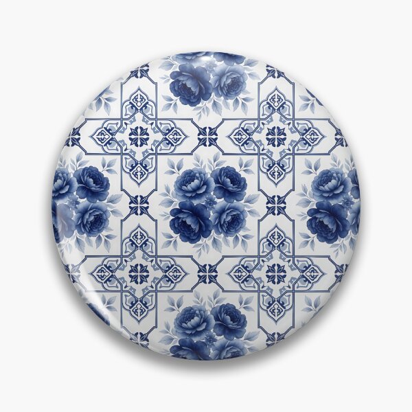 Item preview, Blue and White Peony Tile Pattern designed and sold by HappyOops.