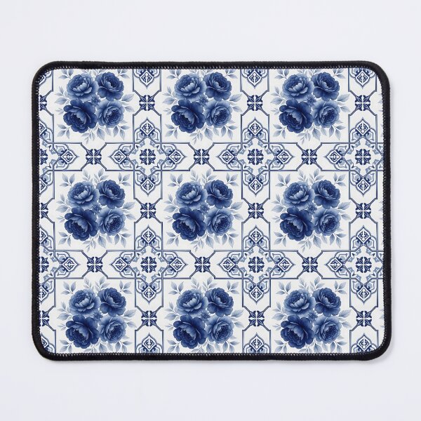 Item preview, Blue and White Peony Tile Pattern designed and sold by HappyOops.