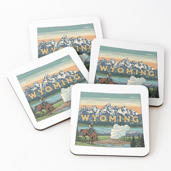 Item preview, Wyoming Retro Travel Gift & Souvenir | Cowboy & Grand Teton designed and sold by NCalNoveltees.