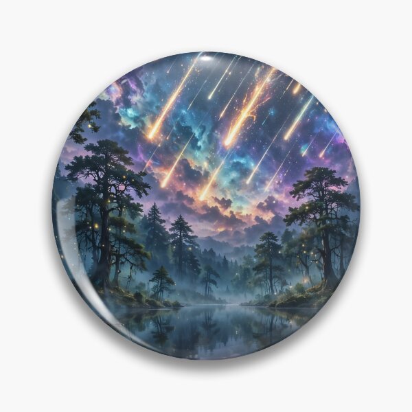 Item preview, Enchanted Meteor Shower Forest - Magical Night Lake Reflection Wall Mural designed and sold by Ala'Salem| Cute Characters, Real Moods.