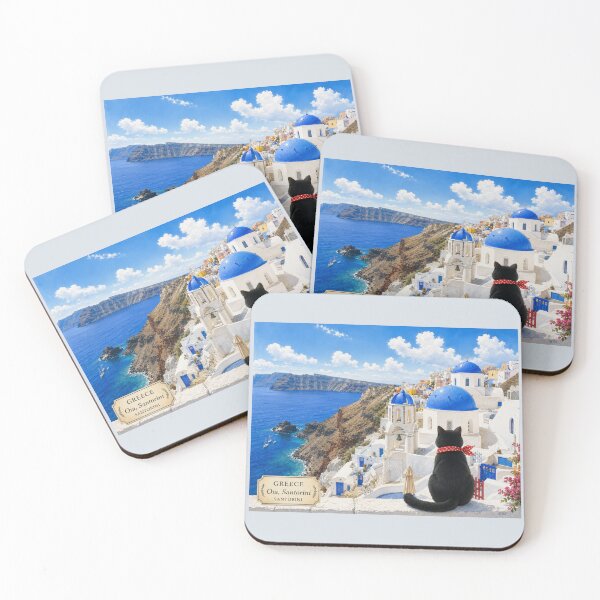 Item preview, Black Cat's Journey: Santorini, Greece designed and sold by lbl-shop.
