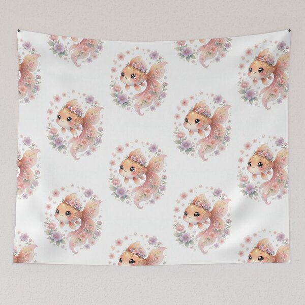 Item preview, Cute Goldfish with Cherry Blossoms designed and sold by HappyOops.