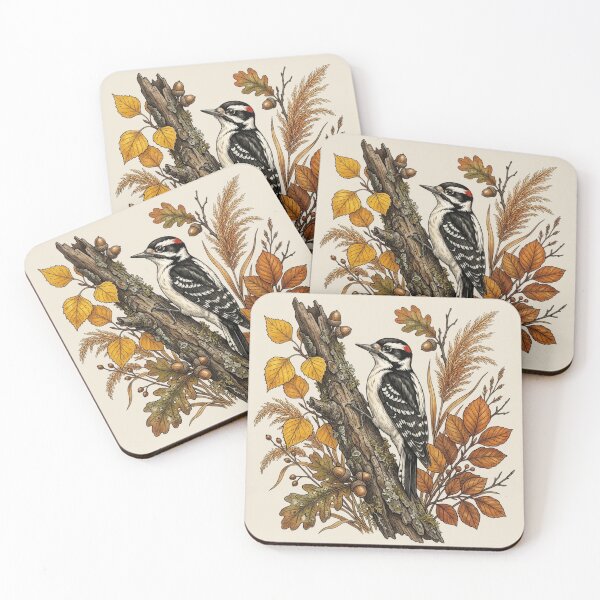 Item preview, Autumn Season Downy Woodpecker Bird Nature Design designed and sold by BirdsnStuff.