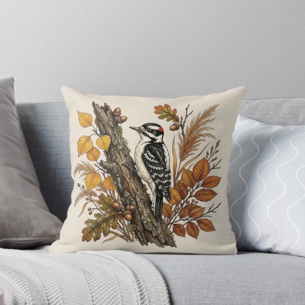 Item preview, Autumn Season Downy Woodpecker Bird Nature Design designed and sold by BirdsnStuff.