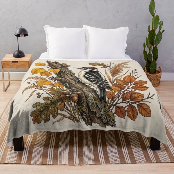 Item preview, Autumn Season Downy Woodpecker Bird Nature Design designed and sold by BirdsnStuff.