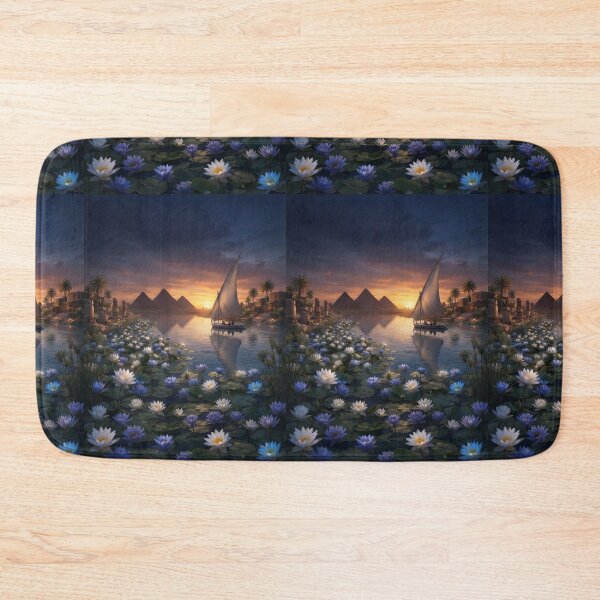 Item preview, Majestic Nile Sunset at Giza: Felucca and Water Lilies designed and sold by Art Wave Studio.
