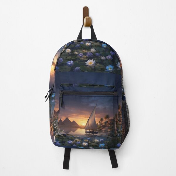 Item preview, Majestic Nile Sunset at Giza: Felucca and Water Lilies designed and sold by Art Wave Studio.