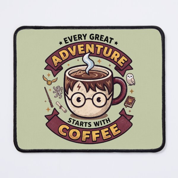 Item preview, Every Great Adventure Starts With Coffee Nerdy Wizard Coffee designed and sold by Milasneeze.