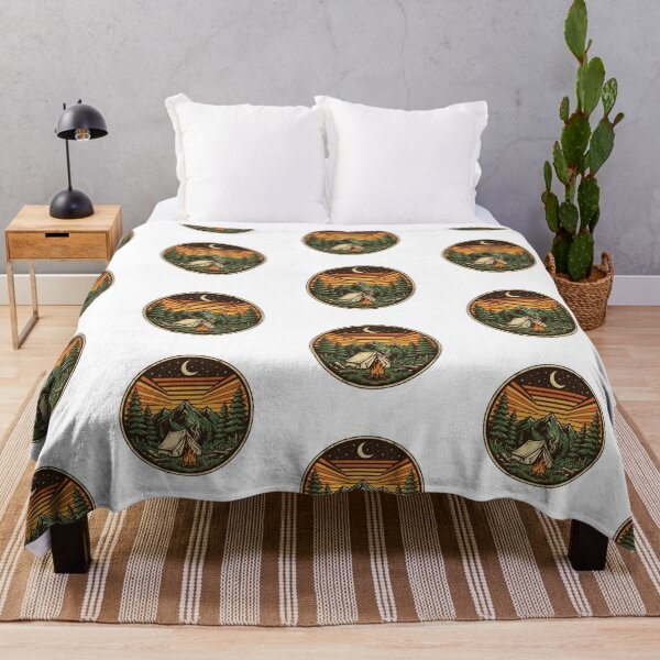 Item preview, Retro Vintage Camping Badge - Campfire, Tent, Pines & Mountains designed and sold by KARAM-B.