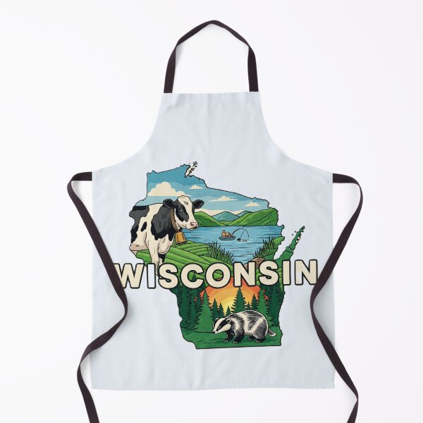 Item preview, Wisconsin Retro Travel Gift & Souvenir | Dairy Cow Badger Lake Design designed and sold by NCalNoveltees.