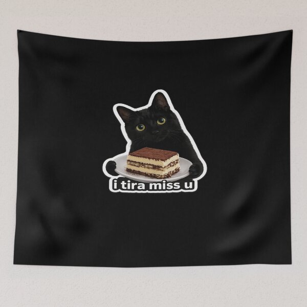 Item preview, I Tira Miss U Black Cat Tiramisu Pun Sticker designed and sold by LiftyGifts.