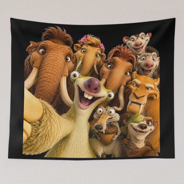 Item preview, Prehistoric Herd Group Selfie | Ice Era Animal Friends designed and sold by ChaosModeArt.