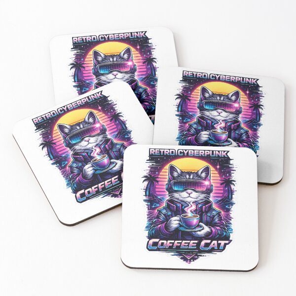 Item preview, Retro Cyberpunk Coffee Cat Aesthetic T-Shirt & Vaporwave Sci-Fi  designed and sold by zdzdesigner.