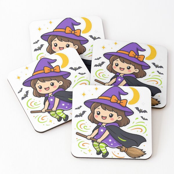 Item preview, Witch Please Cute Kawaii Witch on Broom Halloween Black T-Shirt Design designed and sold by WordWearTees.