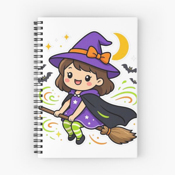 Item preview, Witch Please Cute Kawaii Witch on Broom Halloween Black T-Shirt Design designed and sold by WordWearTees.