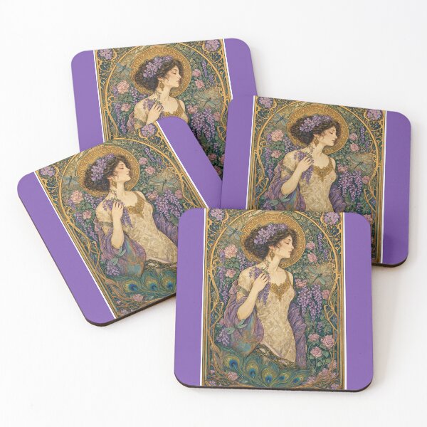 Item preview, Art Nouveau Peacock and Wisteria: Celestial Vintage Goddess designed and sold by jo-e-basta.