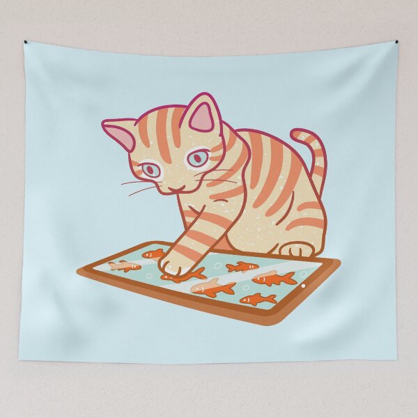 Item preview, Cat playing on a tablet designed and sold by Wlaurence.