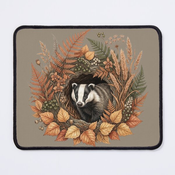 Item preview, Autumn Colors Badger Nature Woodland Wildlife Design designed and sold by BirdsnStuff.