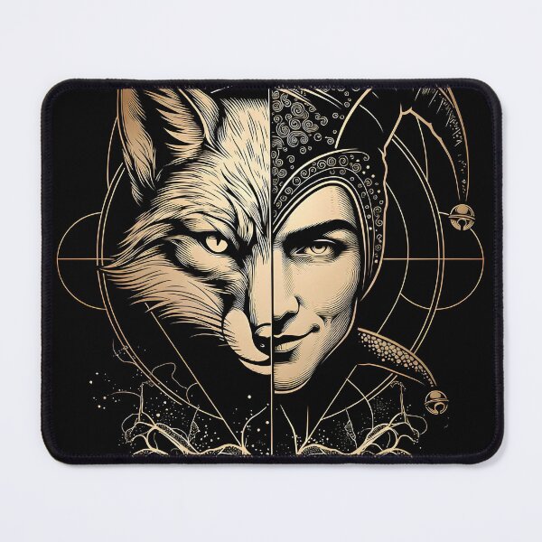 Item preview, The Trickster – Jungian Archetype Gold Engraved Design designed and sold by The Spore Mind Collective.