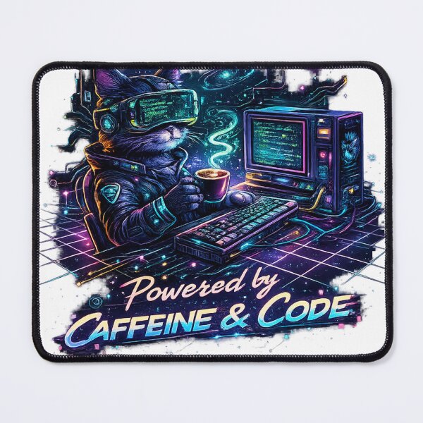 Item preview, Retro Cyberpunk Coffee Cat VR Gamer Aesthetic - Synthwave Neon Pixel Art designed and sold by zdzdesigner.