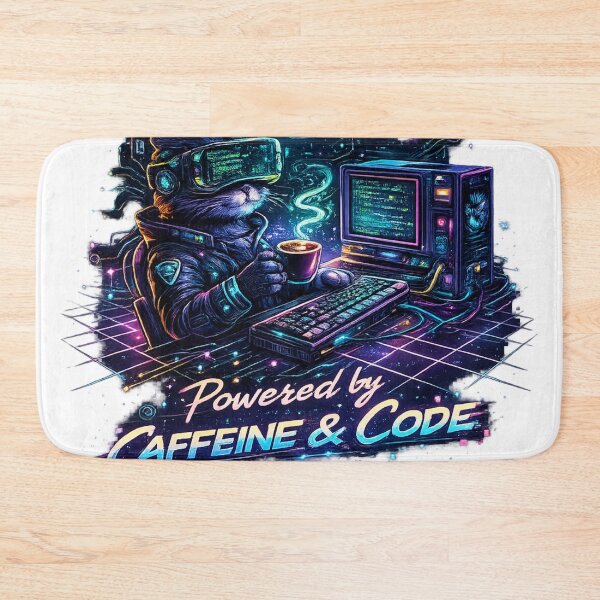 Item preview, Retro Cyberpunk Coffee Cat VR Gamer Aesthetic - Synthwave Neon Pixel Art designed and sold by zdzdesigner.