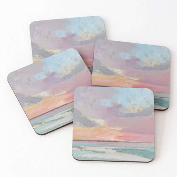 Item preview, Abstract Pastel Ocean Sunset Painting designed and sold by mauikauai.
