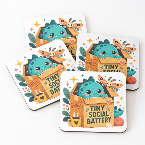 Item preview, Tiny Social Battery Dinosaur | Kawaii Introvert Humor designed and sold by chattsuede.