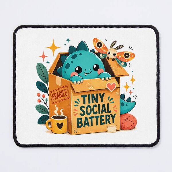 Item preview, Tiny Social Battery Dinosaur | Kawaii Introvert Humor designed and sold by chattsuede.