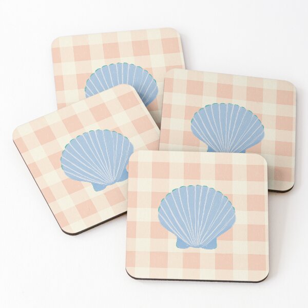 Item preview, Soft Pastel Seashell Gingham Cottage Beach Cottage designed and sold by mauikauai.