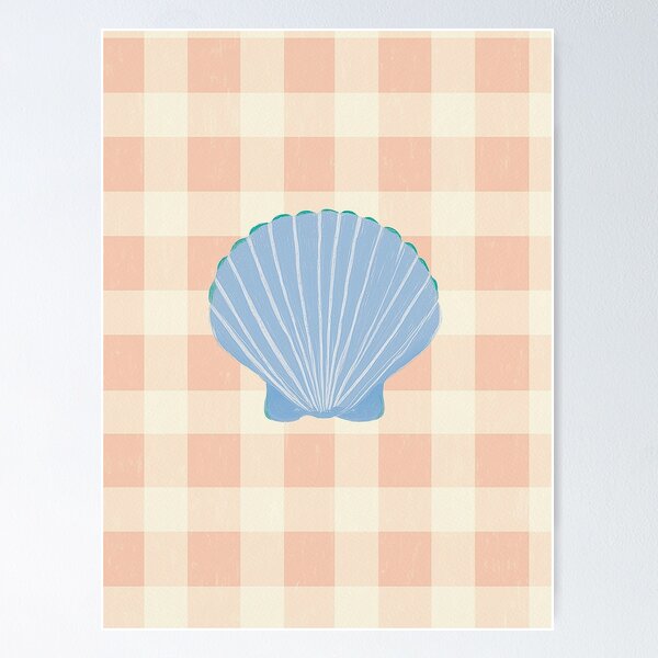 Item preview, Soft Pastel Seashell Gingham Cottage Beach Cottage designed and sold by mauikauai.
